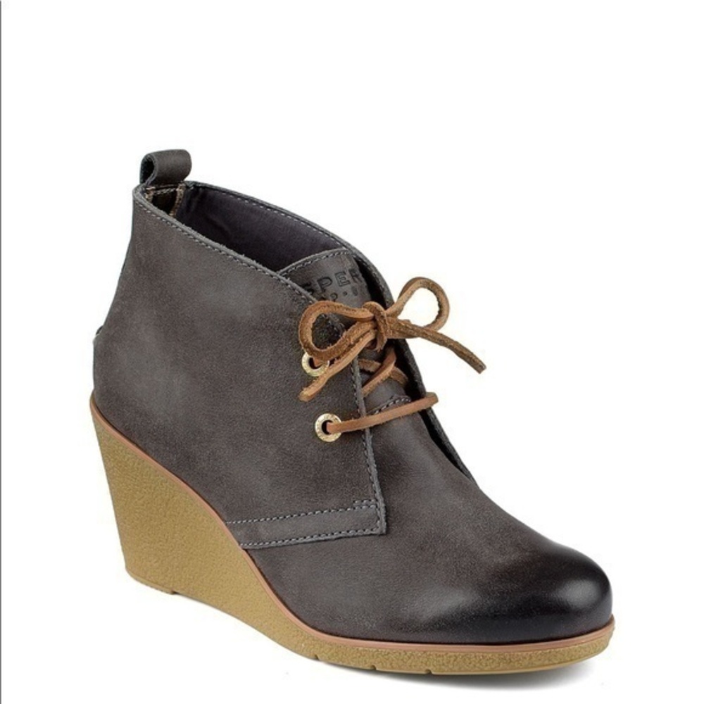 Sperry Women's Harlow Burnished Leather Wedge Bootie
Size 7.5M Color GRAPHITE